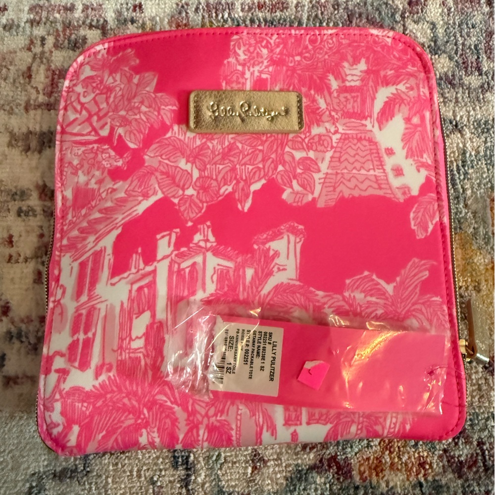 Lilly Pulitzer Pink Tropical Printed Tote Pouch